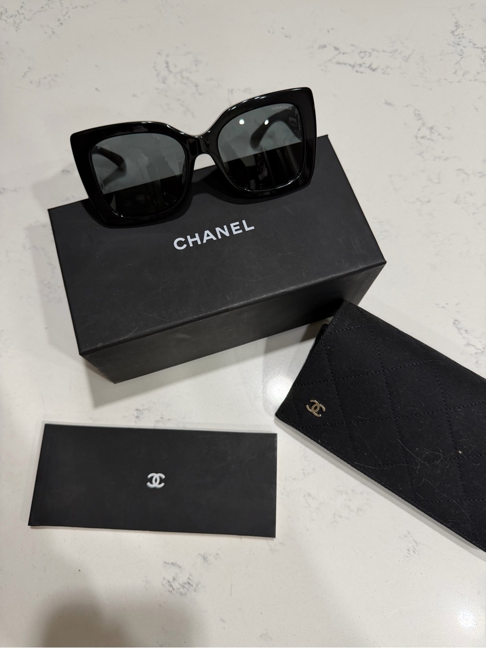 CHANEL Black Oversized Square Frame Sunglasses